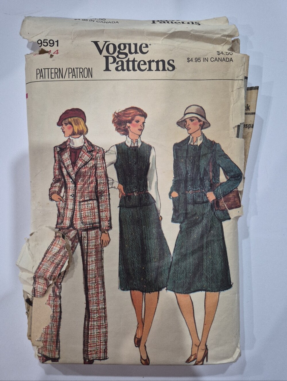 Vintage Vogue 70's Sewing Pattern Size 14 Jacket, Skirt, Vest, Pant